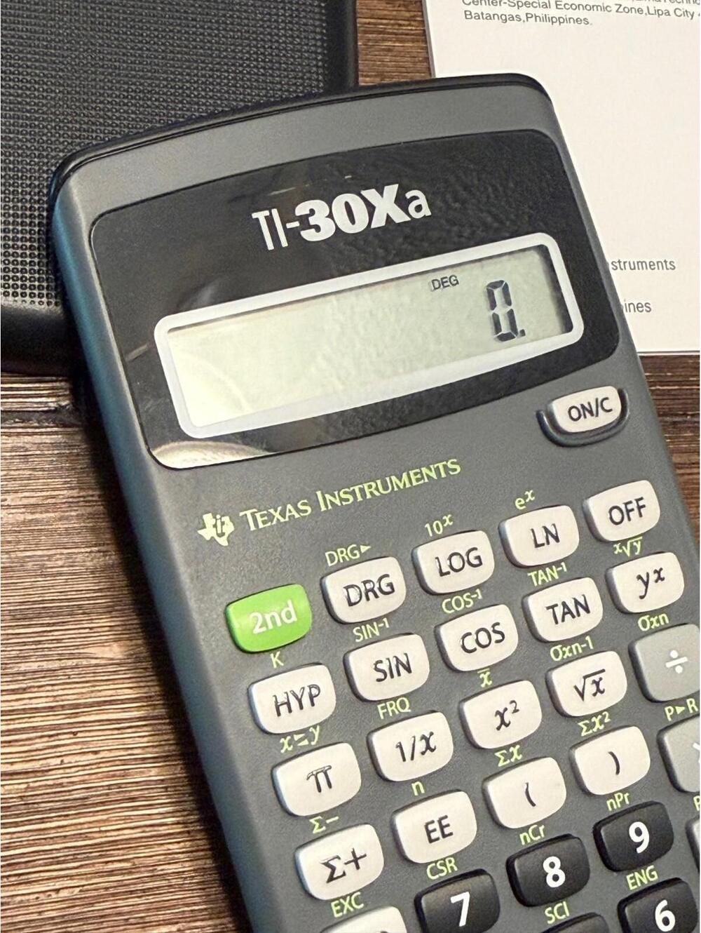Texas Instruments Black TI-30Xa Calculator - Tested Working w/ Cover & Manual